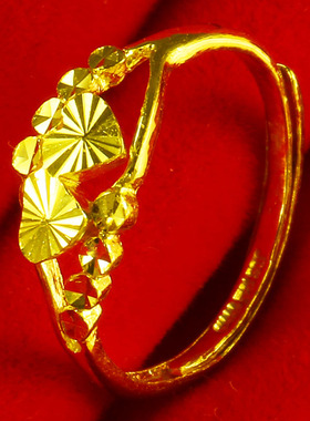 黄金戒指女款9999足金指环纯金首饰心形送女友生日礼物按克重