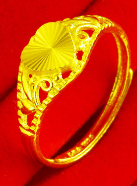 黄金戒指女9999足金指环真金首饰心形纯金首饰送妈妈生日礼物
