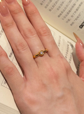 5D硬金黄金泡泡戒指女999足金点钻镶嵌食指戒纯金指环送女友礼物