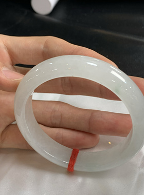 翡翠57.5圈口冰种飘花翡翠手镯国风系列天然缅甸翡翠A货玉镯