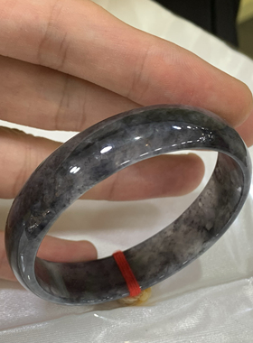 51圈冰乌鸡翡翠手镯国风水墨丹青天然缅甸翡翠A货玉镯库洛米特色