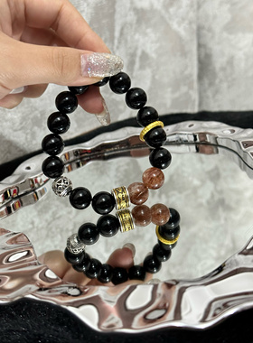 [黑悟空限定]原创设计天然黑超金黑曜水晶男友生日情人节礼物手串