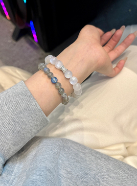 【月光宝盒】天然蓝月光女款单圈时尚百搭饰品礼物送女友闺蜜生日