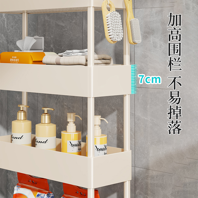 卫生间门后夹缝收纳柜洗漱用品分层置物架带轮可移动极窄整理神器 - 图3