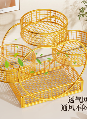 桌面轻奢多层果盘零食收纳