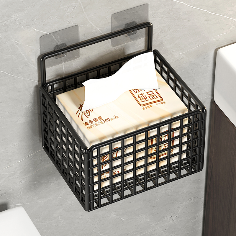 免打孔卫生间纸巾盒壁挂式厕纸盒抽纸盒厕所放置卫生纸卷纸置物架 - 图1