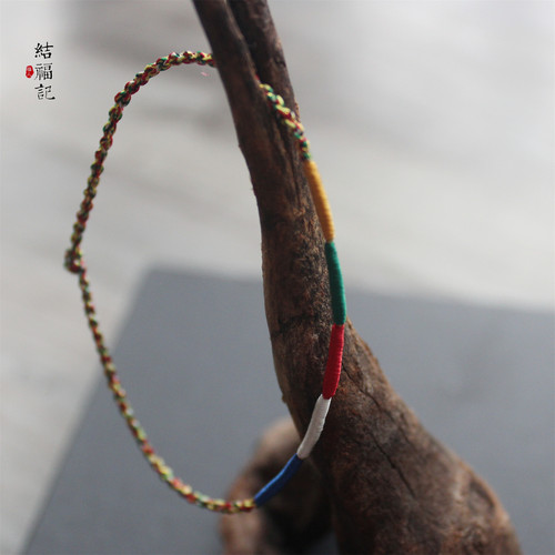 新款古法手工编织五色经幡手绳西藏拉萨礼物送男女生礼品五彩绳 - 图1