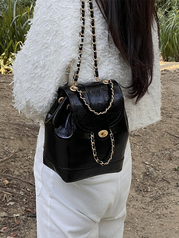 韩国小众Cardinal Red双肩包牛皮复古小香风链条包单肩斜挎水桶包,淘宝优惠券,粉丝福利购,淘宝优惠卷