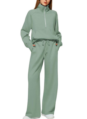 Women's 2pcs big shirt wide leg sports pants casual hoodie