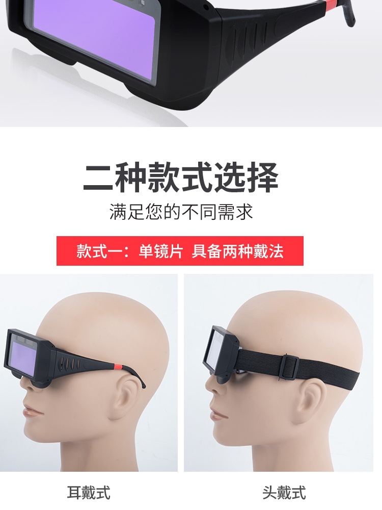 电焊眼镜自动变光焊工专用防护眼镜烧焊氩弧焊防强光防打帽子口罩 - 图1