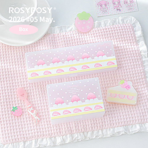 「美萌！草莓蛋糕切片」Rosyposy柔设收纳盒笔盒pp文具盒小卡手帐 - 图1