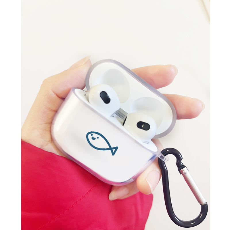 猫和鱼~适用苹果耳机airpodspro2保护套airpods3保护壳airpods1/2pro二代硅胶无线蓝牙耳机盒三代简约软壳硅2-图1