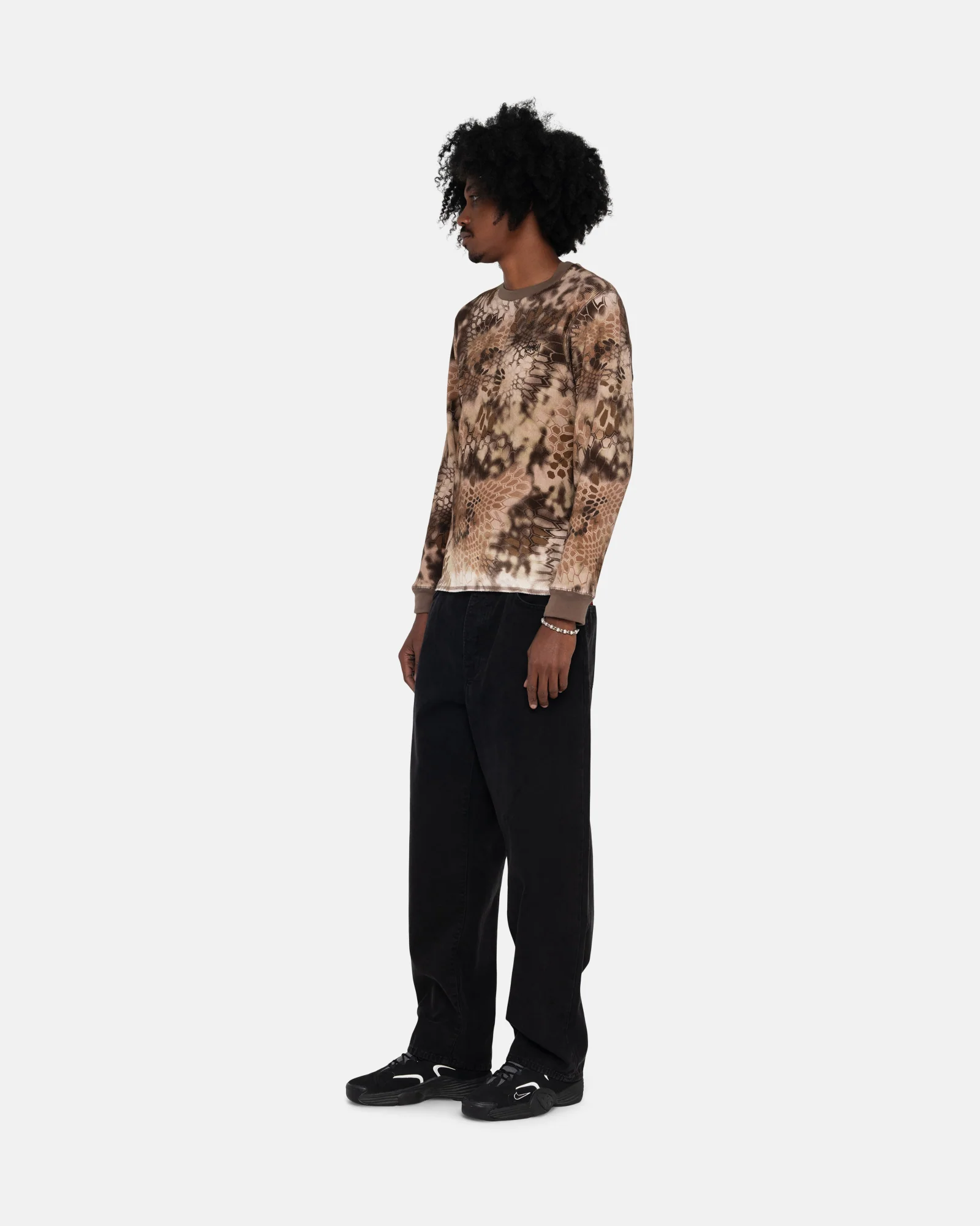 新款多色STUSSY KRYPTEK CAMO LS THERMAL联名迷彩保暖长袖华夫格 - 图0