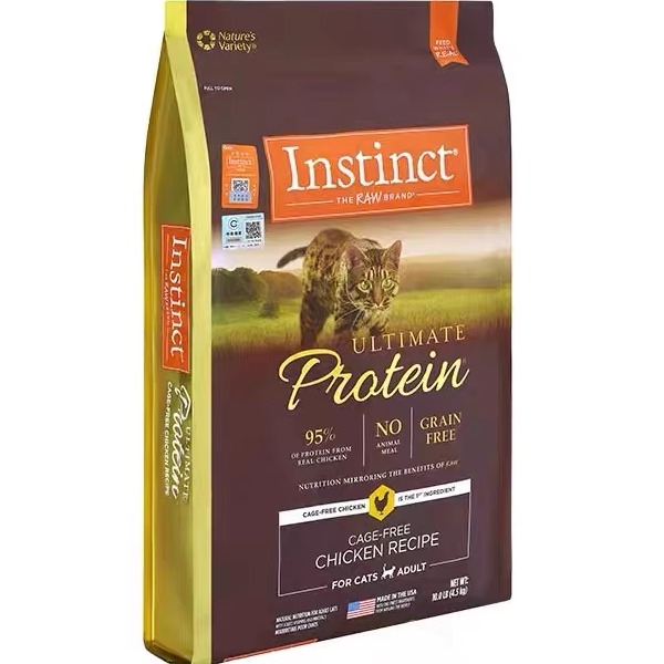 Instinct天然百利猫粮高蛋白优质鸡肉全期猫主粮10磅4.5kg防软便