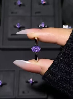 2026新款爆款紫气东来紫色水滴锆石戒指小众极简风高级感食指戒女