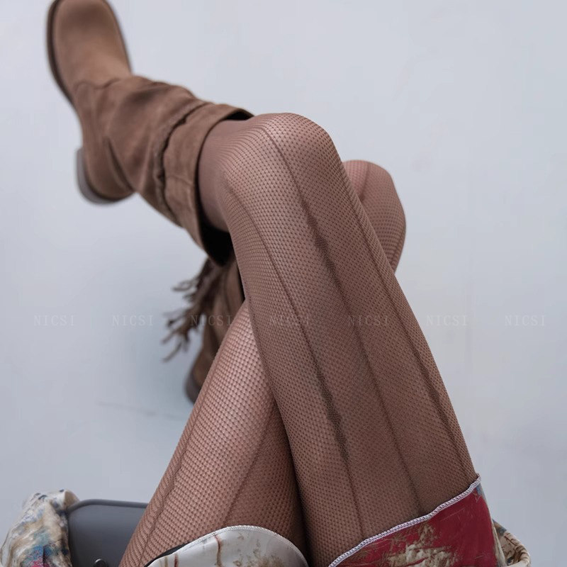 奈丝:几何线条渔网袜连裤打底袜废土风个性棕色镂空竖纹条纹甜辣,淘宝优惠券,粉丝福利购,淘宝优惠卷