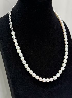 S925纯银巴洛克淡水珍珠项链
