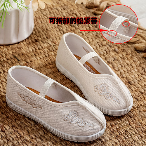 汉服鞋春秋布鞋男女童鞋儿童表演鞋幼儿园室内舞蹈鞋中国风绣花鞋 - 图1