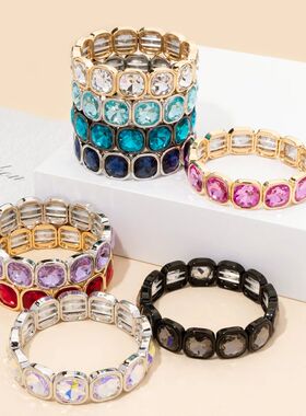 2024 Gold Color Crystal Bangle Handmade Square Shape