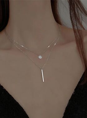 LATS New Shiny Round Plate Necklace Rose Rose Gold Colo