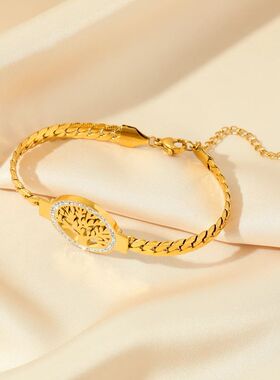 GANEMLY 316L Stainless Steel Tree of Life Bracelet For