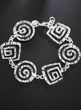 925 Steling Silve Bacelets fo Women Spial Patten Cicle