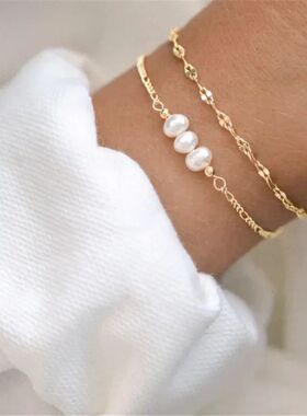 Minar Elegant Baroque Freshwater Pearl Charm Bracelets for