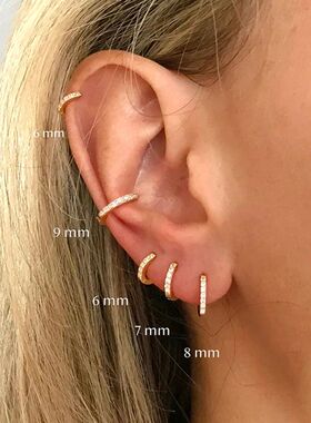 2PCS Stainless Steel Minimal Crystal Zirconia Hoop Earrings