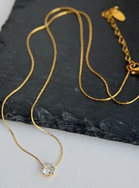 316L Stainless Steel Zicon Thin Clavicle Chain Necklace fo