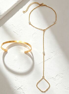Stainless Steel Bacelet Bacelet Two-Piece Bohemian Diamond