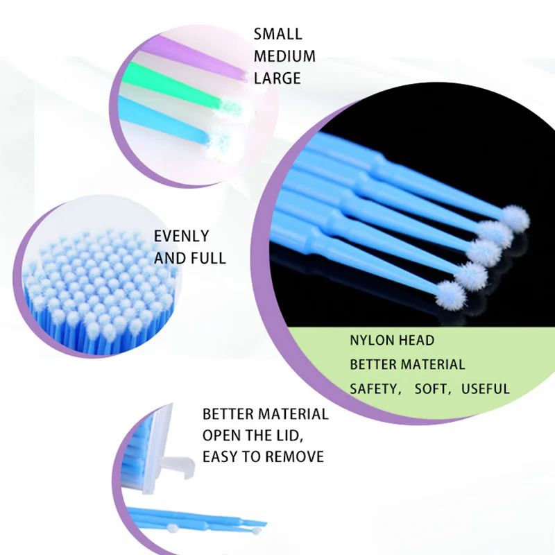 500pcs/lot Eyelash Extension Cleaning Swabs Lash Lift Glue-图0