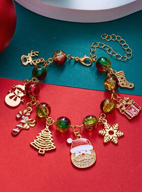 Chistmas Coloful Cystal Beads Bacelet Fo Women Santa Claus
