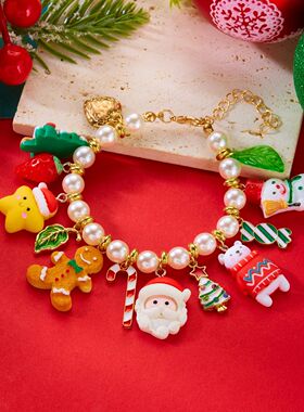 Chistmas Resin Santa Claus Gingebead Snowman Bacelet fo