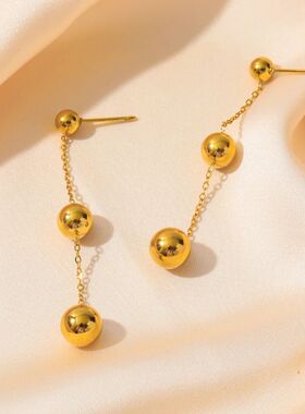 GANEMLY 316L Stainless Steel Bead Dangle Earrings For Women