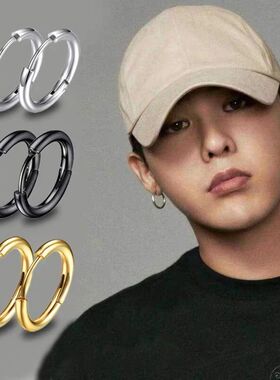 1 Pair Stainless Steel Hoop Earrings Women Men Gold Color