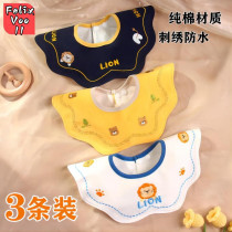 Pure cotton baby saliva towel autumn winter 360 degrees Rotatable Ins Korean version Baby small round mouth Children anti-tween milk bib