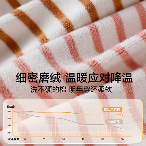 松山棉店柔软棉儿童圆领打底衫棉秋冬长袖半高领保暖上衣校服神器 - 图0