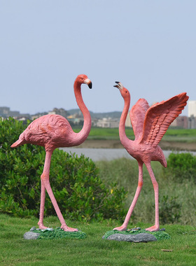 仿真火烈鸟公园林水池玻璃钢雕塑