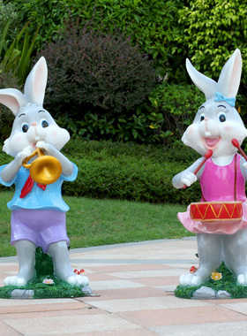 户外卡通乐器小兔子美陈园林景观