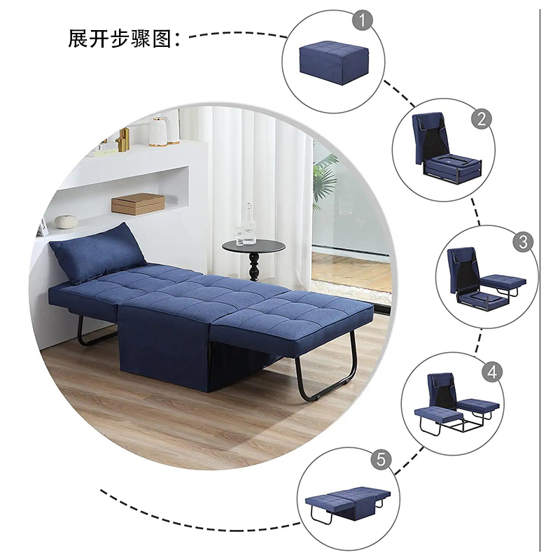 4合1简约小户型多功能书房卧室办公室通用单人床坐卧两用折叠床 - 图1