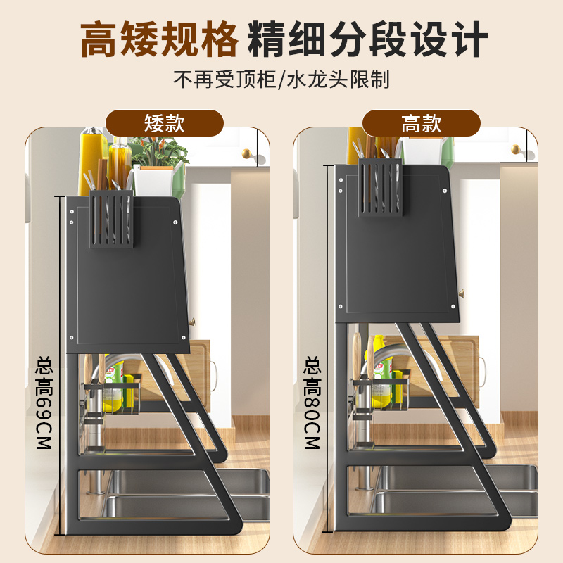 厨房水槽置物架台面碗碟收纳架多功能碗柜洗碗架水池放碗盘沥水架-图2