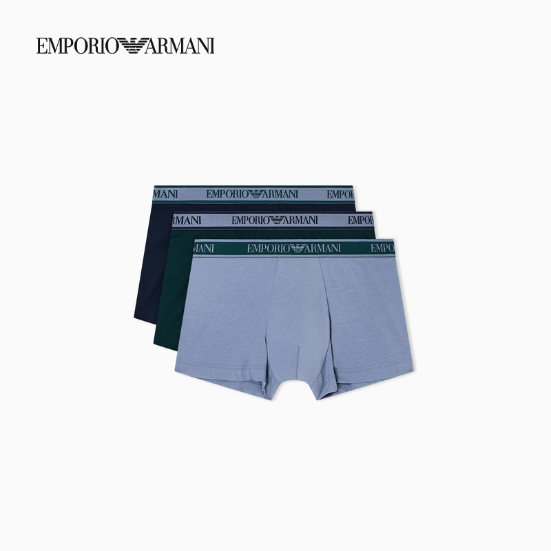 EMPORIO ARMANI/阿玛尼秋冬新款男士三条装纯棉平角内裤轻奢礼物 - 图3