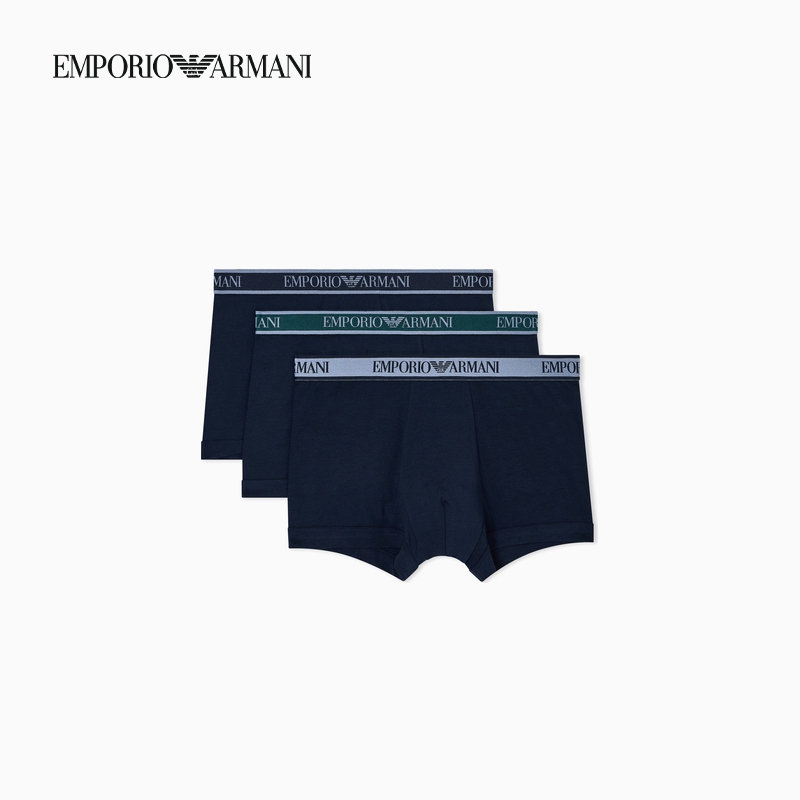 EMPORIO ARMANI/阿玛尼秋冬新款男士三条装纯棉平角内裤轻奢礼物 - 图1
