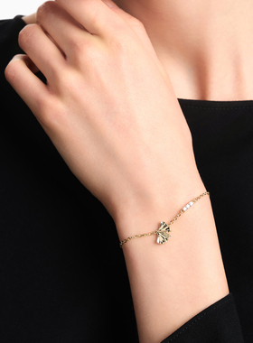 白鹿同款女士复古银杏嵌饰手链