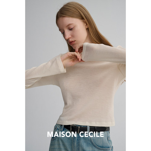 MAISON CECILE 三色|全羊毛软糯亲肤舒适保暖修身正肩针织打底 - 图2
