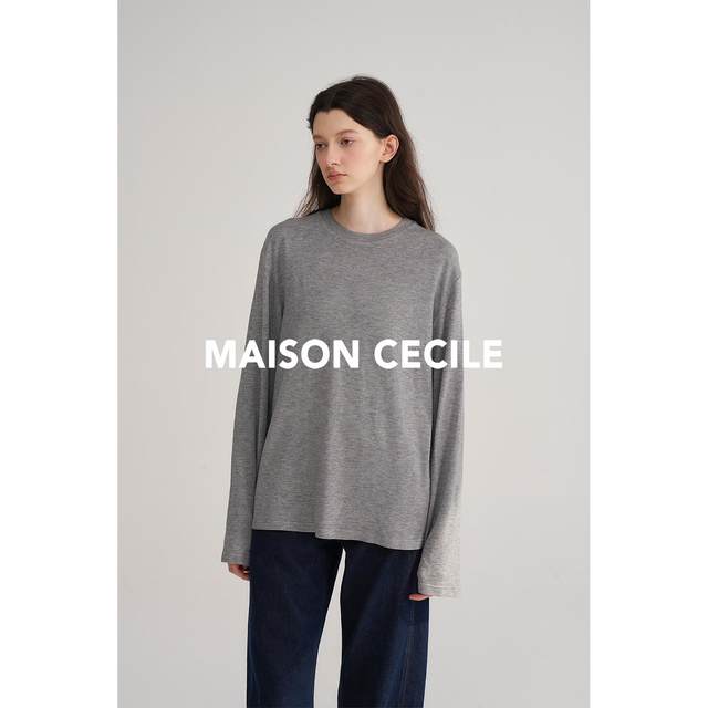 MAISON CECILE three-color/relaxed and casual loose wool cashmere top