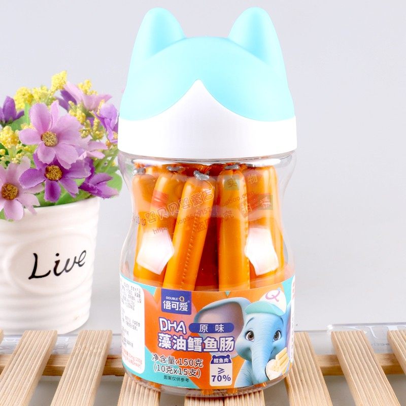 倍可爱DHA藻油鳕鱼肠150克*3罐组合装原味鲜虾玉米味儿童休闲食品,淘宝优惠券,粉丝福利购,淘宝优惠卷