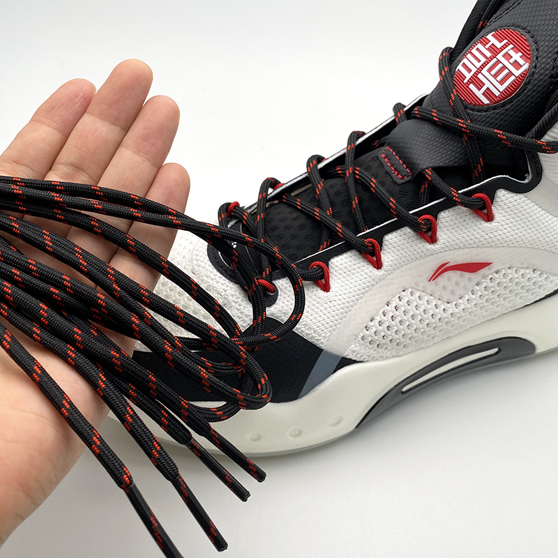 适配李宁驭帅14高帮低帮篮球鞋鞋带TD黑色红点黑色红头圆形鞋带 - 图1