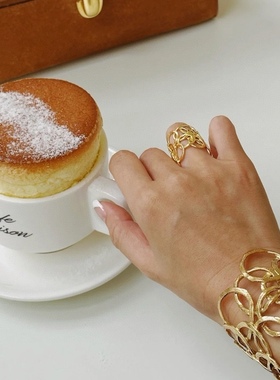 小众设计 精美镂空夸张手镯戒指 个性时尚开口金属商品配饰 新款