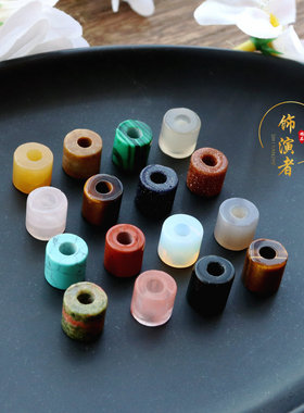 天然水晶玛瑙玉石大孔径圆管珠散珠 diy手链项链佛珠饰品配件材料